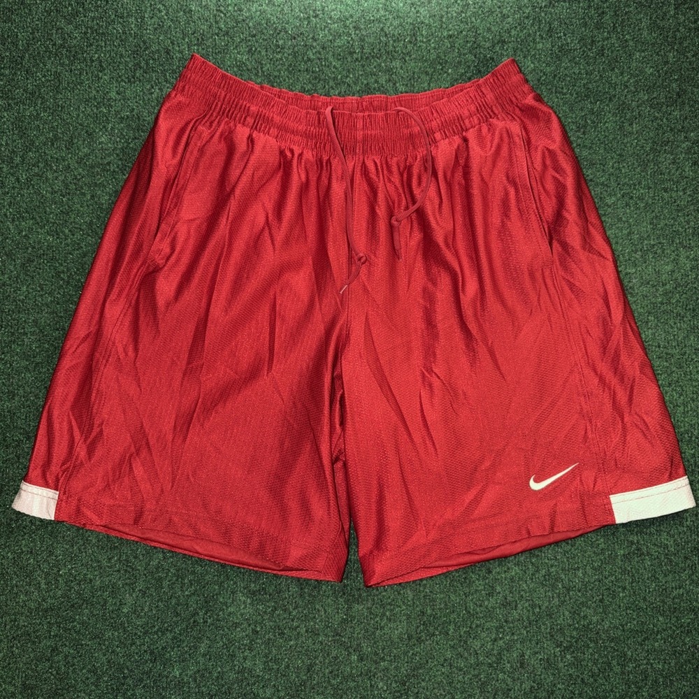 Nike Y2K Basketball Shorts Men's Size Large Red Short White Swoosh